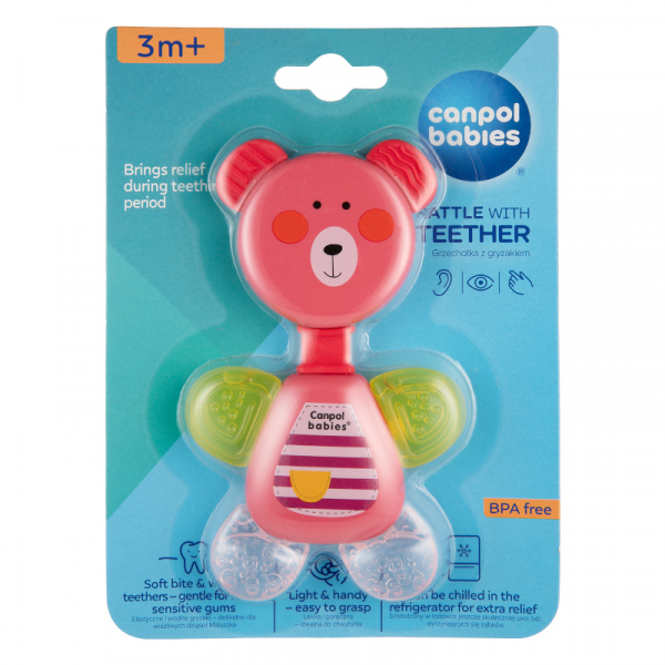 Дрънкалка с гризалка мече rattle with teether 56/139_pin