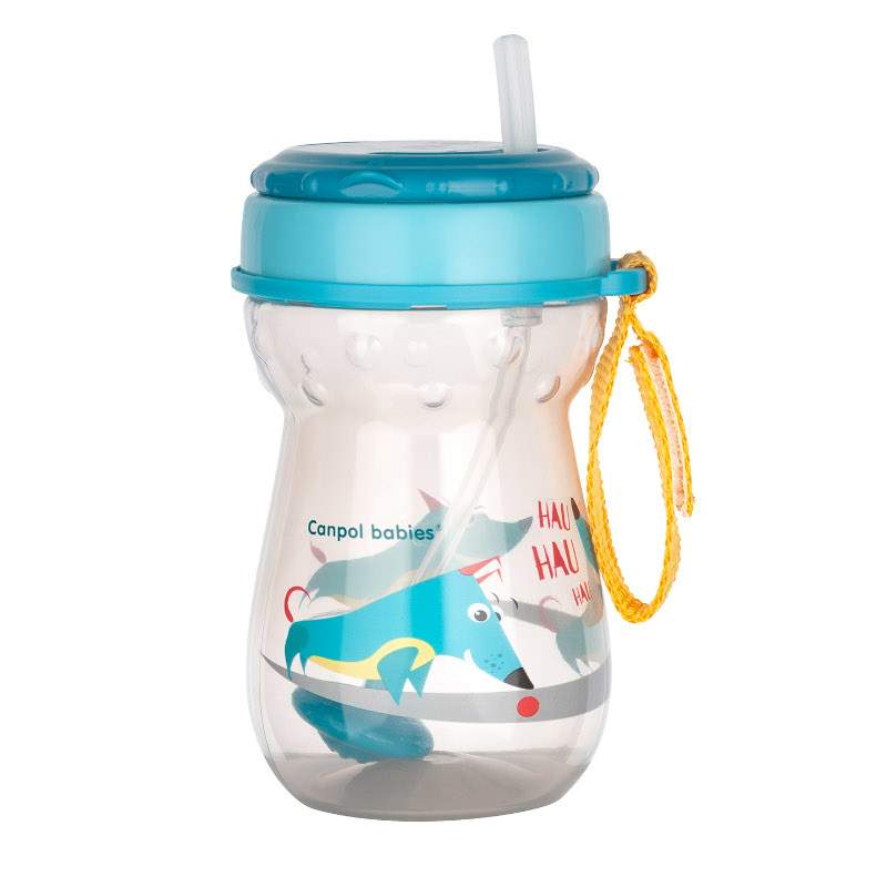 Бебешка чаша със сламка и тежест canpol babies flip-top straw advanced cup 350 ml 9m+
