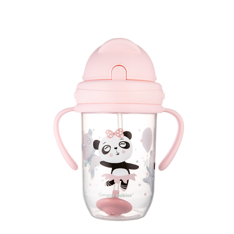 Неразливаща се чаша със сламка Canpol babies Exotic Animals, 270 ml, розова