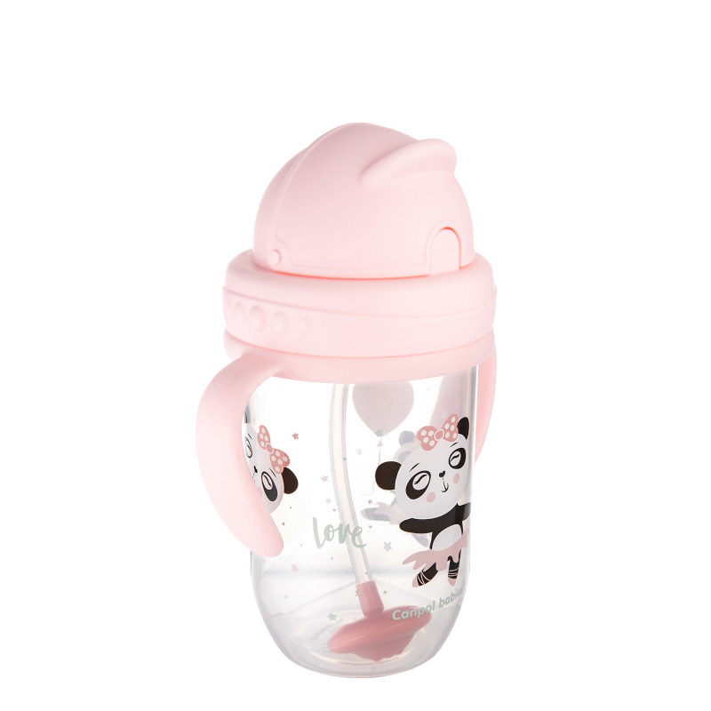 Неразливаща се чаша със сламка Canpol babies Exotic Animals, 270 ml, розова