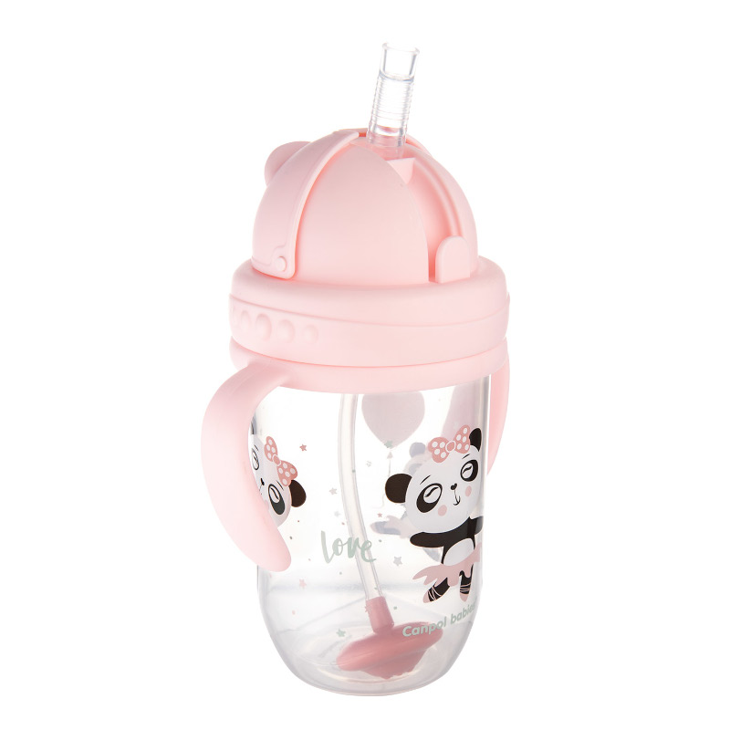 Неразливаща се чаша със сламка Canpol babies Exotic Animals, 270 ml, розова