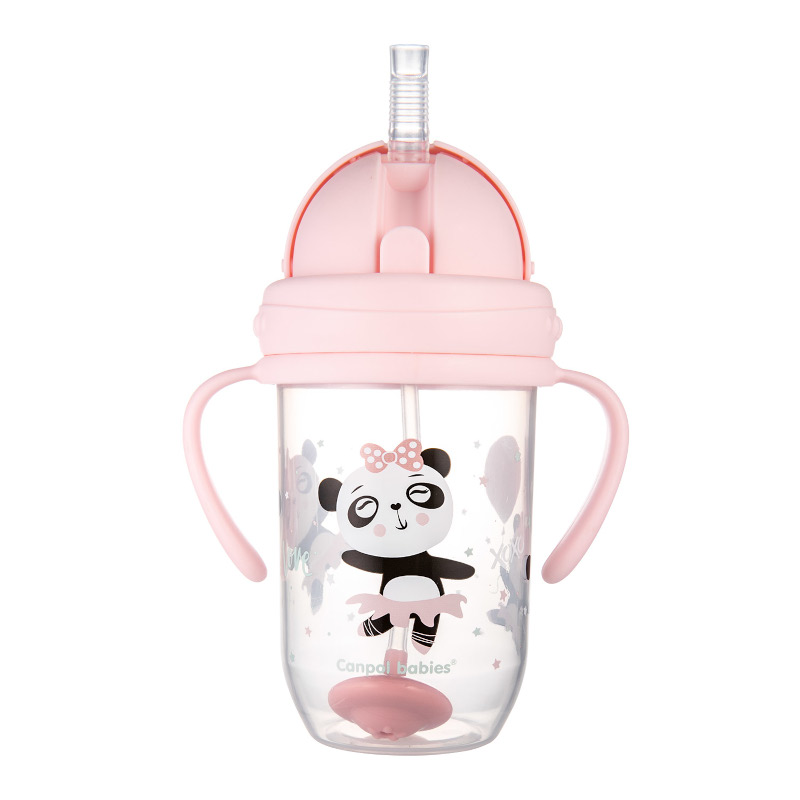 Неразливаща се чаша със сламка Canpol babies Exotic Animals, 270 ml, розова