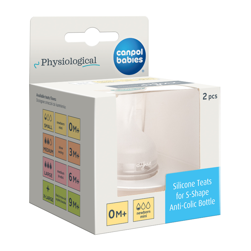 Биберони physiological wide silicone teats small 0м+ 2 бр.