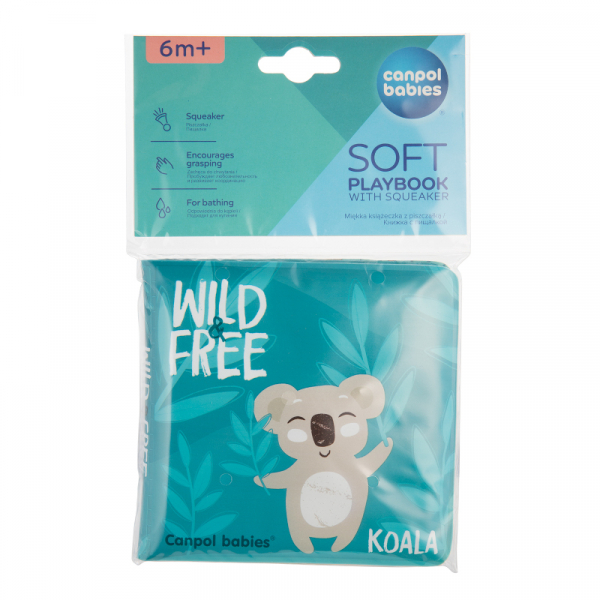 Бебешка мека книжка за баня canpol babies soft playbook with squeaker wild & free koala 6m+
