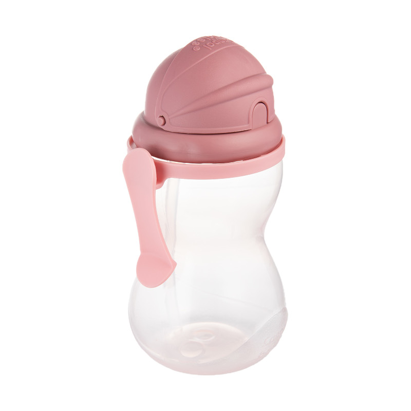 Преходно нетечащо шише с мека сламка Canpol babies, 370 ml, розово