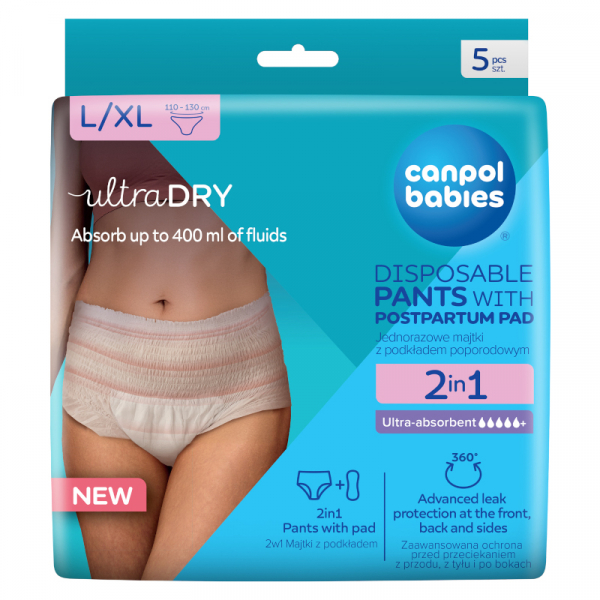 Еднократно бельо с превръзка Disposable Pants with Postpartum Pad 2in1 размер L/XL 5 бр